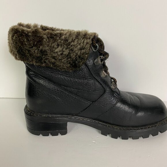 Vtg Blondo Shearling Lined Boots Womens 7 B Waterproof Brown Sheepskin Ankle - Picture 10 of 12